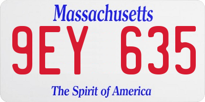 MA license plate 9EY635