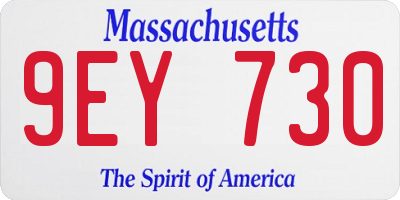 MA license plate 9EY730