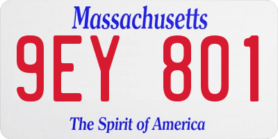MA license plate 9EY801