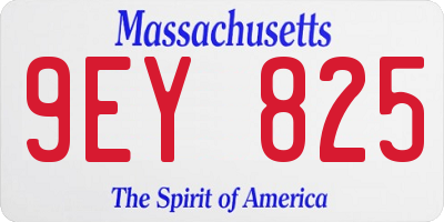 MA license plate 9EY825
