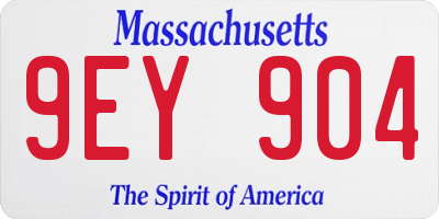 MA license plate 9EY904
