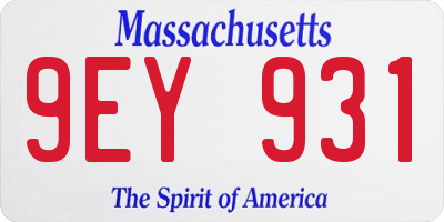 MA license plate 9EY931