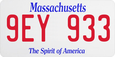 MA license plate 9EY933