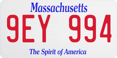 MA license plate 9EY994