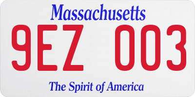 MA license plate 9EZ003