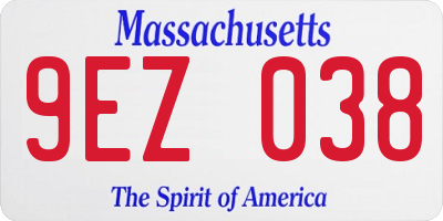 MA license plate 9EZ038