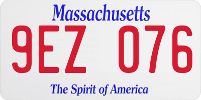 MA license plate 9EZ076