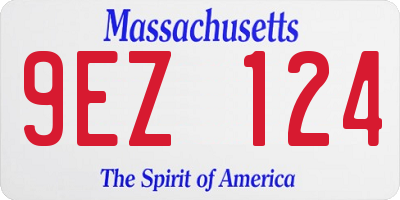 MA license plate 9EZ124