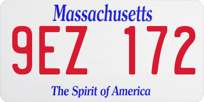 MA license plate 9EZ172