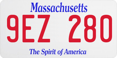 MA license plate 9EZ280