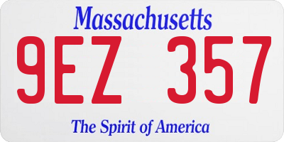 MA license plate 9EZ357