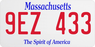 MA license plate 9EZ433