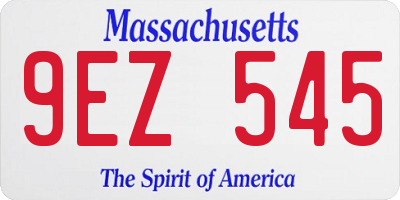 MA license plate 9EZ545