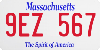 MA license plate 9EZ567