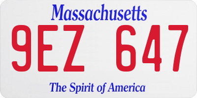 MA license plate 9EZ647