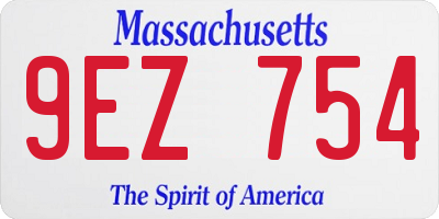 MA license plate 9EZ754