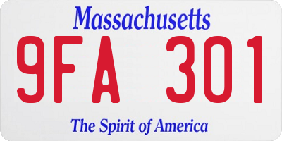 MA license plate 9FA301