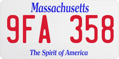 MA license plate 9FA358