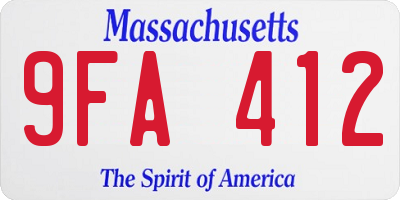 MA license plate 9FA412