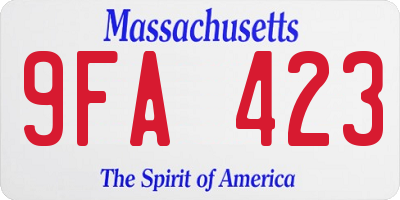 MA license plate 9FA423