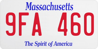 MA license plate 9FA460