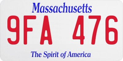 MA license plate 9FA476