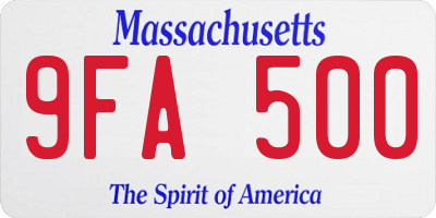 MA license plate 9FA500
