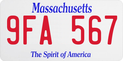 MA license plate 9FA567