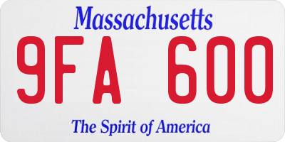 MA license plate 9FA600