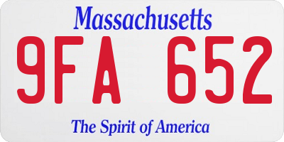 MA license plate 9FA652