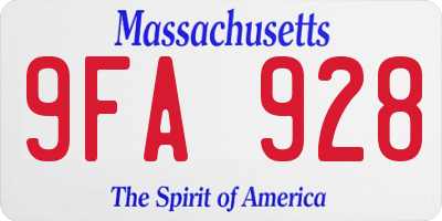 MA license plate 9FA928