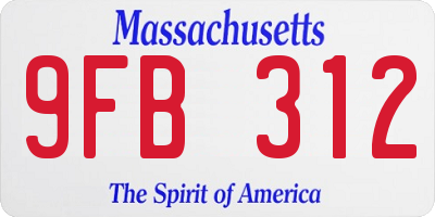 MA license plate 9FB312