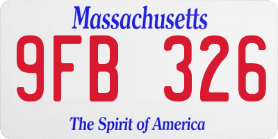 MA license plate 9FB326