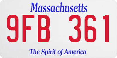MA license plate 9FB361