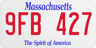 MA license plate 9FB427
