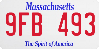 MA license plate 9FB493
