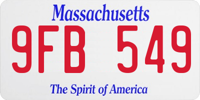 MA license plate 9FB549