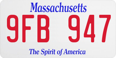 MA license plate 9FB947