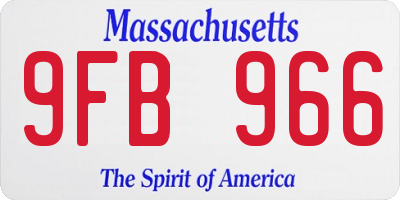 MA license plate 9FB966