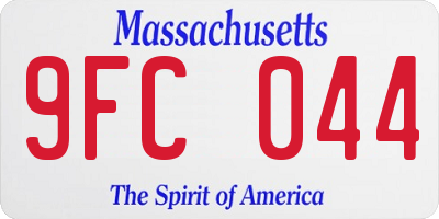 MA license plate 9FC044