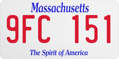 MA license plate 9FC151