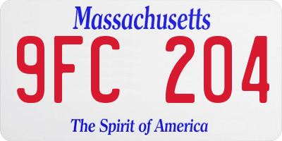MA license plate 9FC204