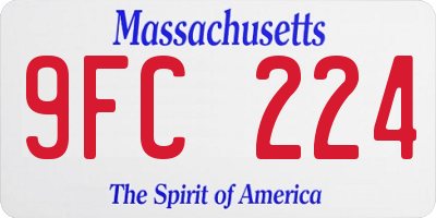 MA license plate 9FC224