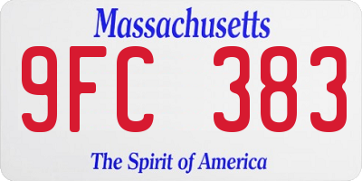 MA license plate 9FC383