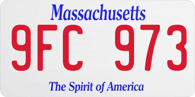 MA license plate 9FC973