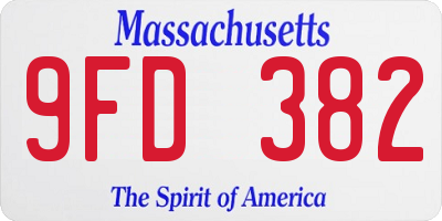 MA license plate 9FD382