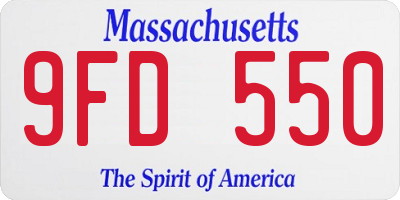 MA license plate 9FD550