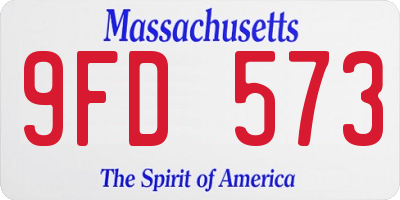 MA license plate 9FD573