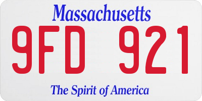MA license plate 9FD921