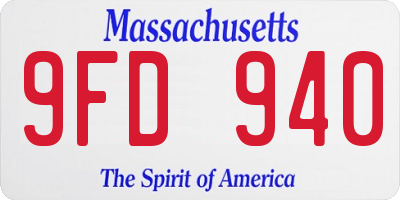 MA license plate 9FD940
